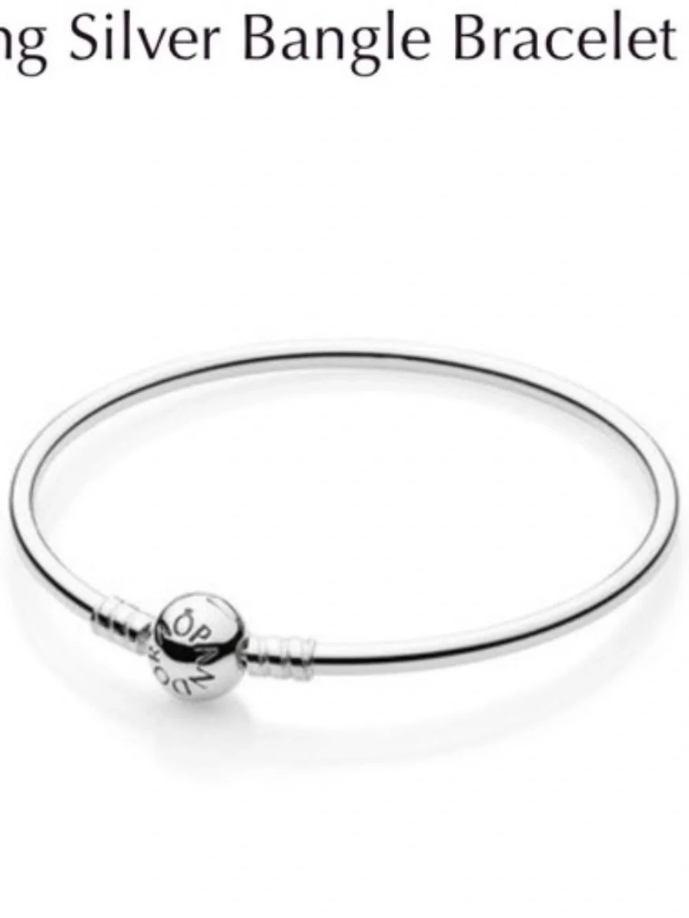 Pandora Sterling Silver Bangle Bracelet with Logo Bead